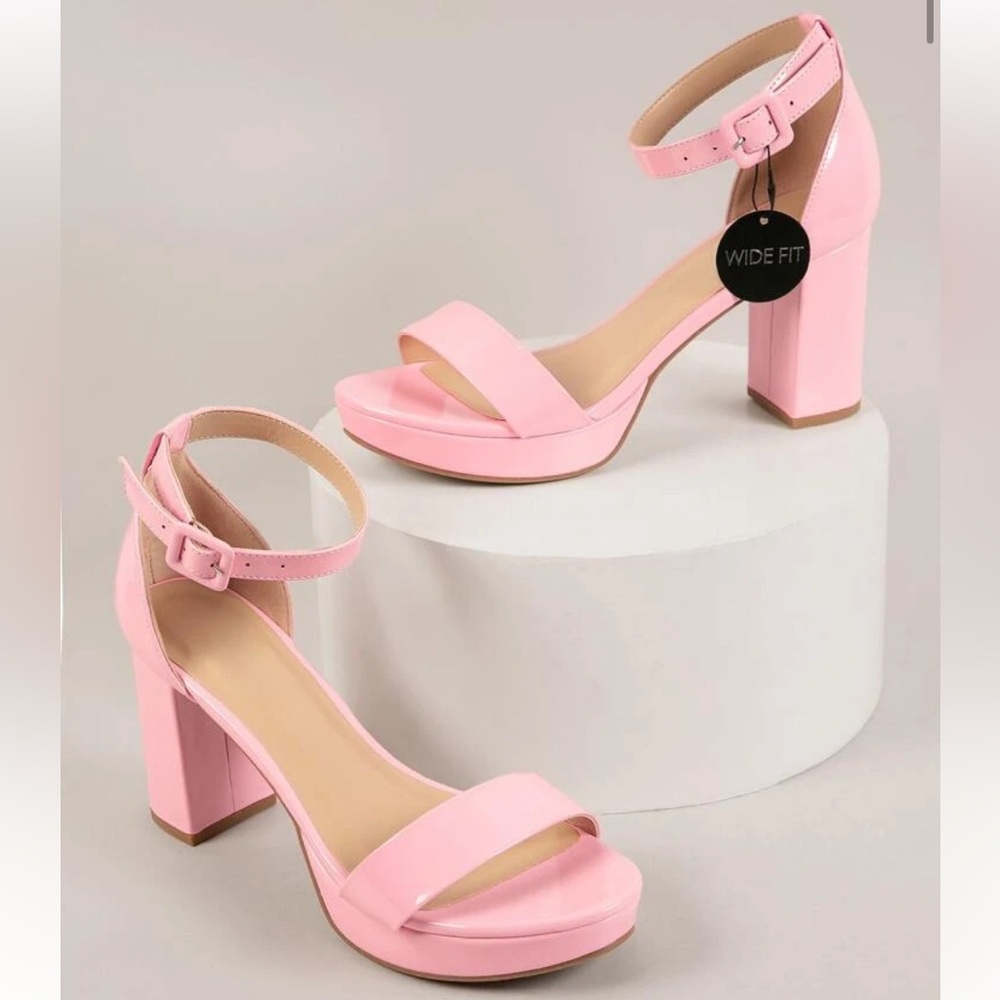 Baby Pink Thick Strap Block Heels